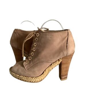 STUART WEITZMAN SUEDE LACE‎ UP PEEP TOE HEELED SHOES/BOOTIES SIZE 38.5